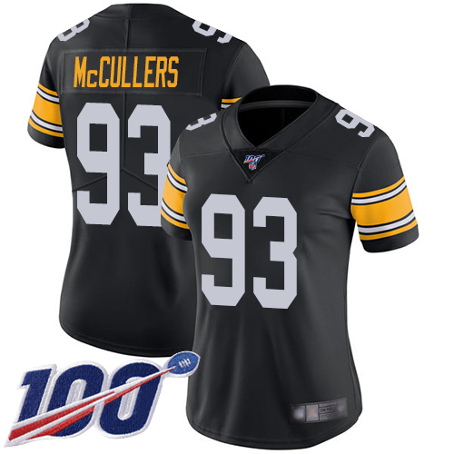 Women Pittsburgh Steelers Football 93 Limited Black Dan McCullers Alternate 100th Season Vapor Untouchable Nike NFL Jersey